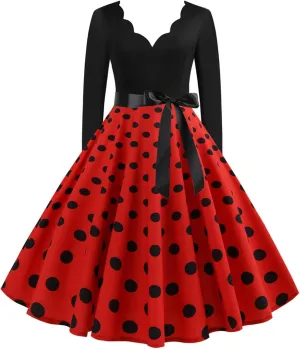 Women Casual Loose Formal Dress Long Sleeved Printed A-Line Midi Dress Plus Size Spring Dresses Church Work Dresses