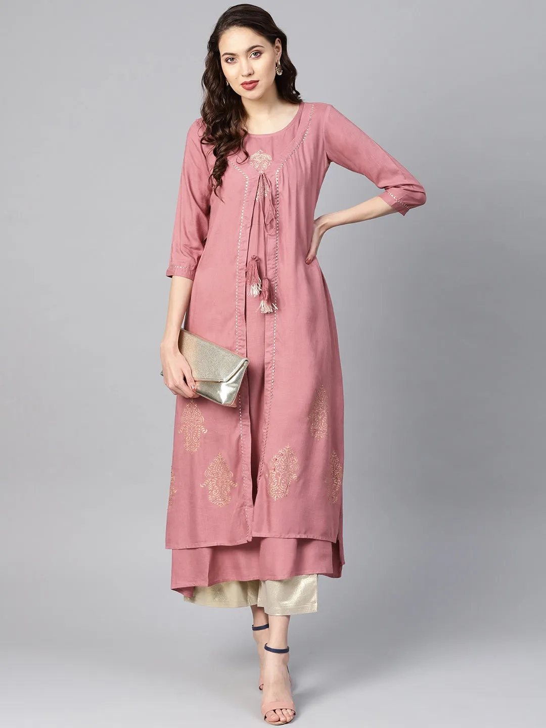 Women Mauve A-Line Kurta