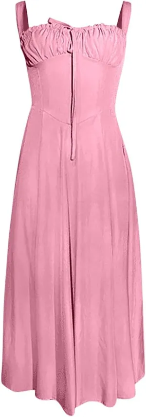 Womens 2024 Summer Maxi Dress Sleeveless Floral Spaghetti Strap Smocked Boho Beach Long Dress