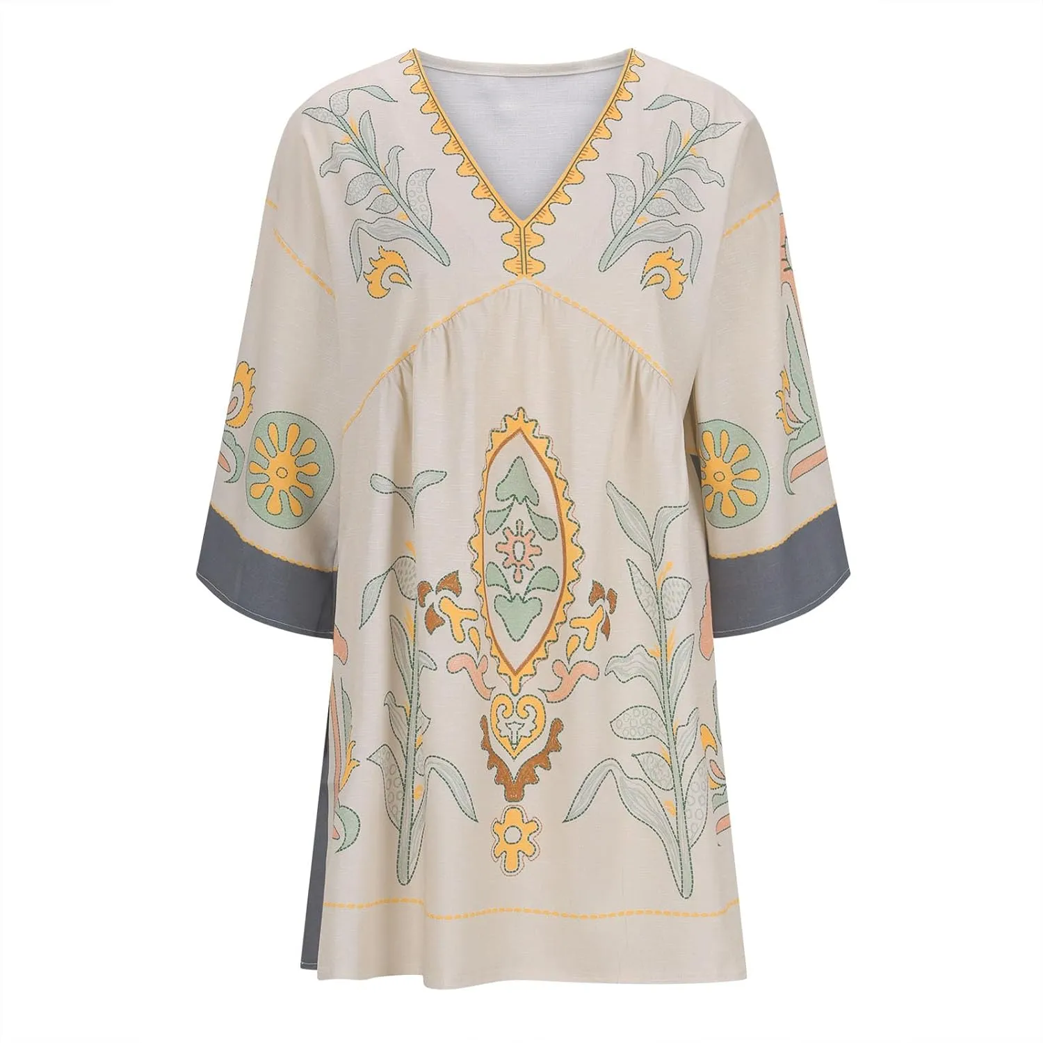 Womens Boho Oversized Dress Print Babydoll Mini Dresses Loose V Neck Y2K Summer Sexy Lounge Vacation Short Sundresses