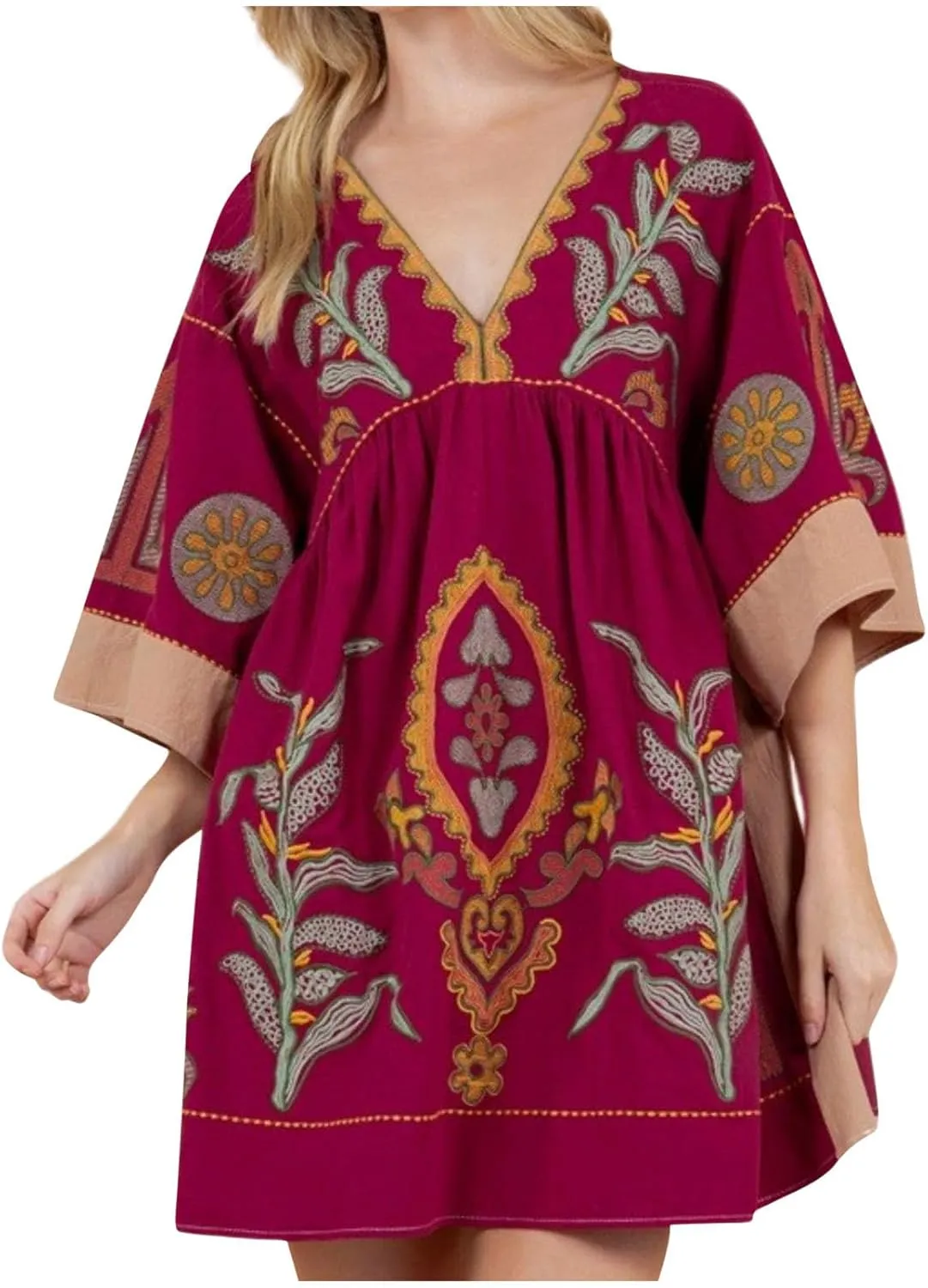 Womens Boho Oversized Dress Print Babydoll Mini Dresses Loose V Neck Y2K Summer Sexy Lounge Vacation Short Sundresses