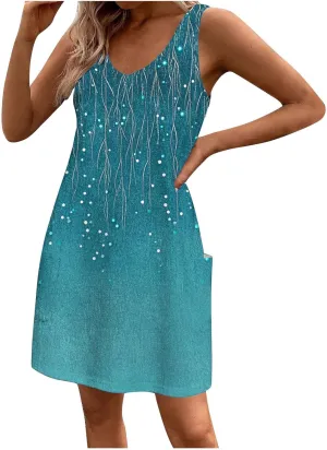 Women's Sleeveless V Neck Summer Dresses Casual Mini Tank Dress 2025 Fashion Floral Print Beach Sundress