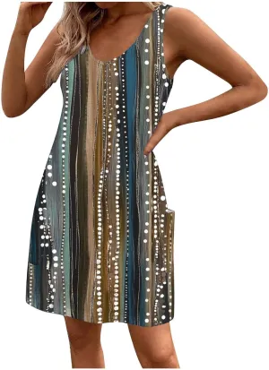 Women's Sleeveless V Neck Summer Dresses Casual Mini Tank Dress 2025 Fashion Floral Print Beach Sundress