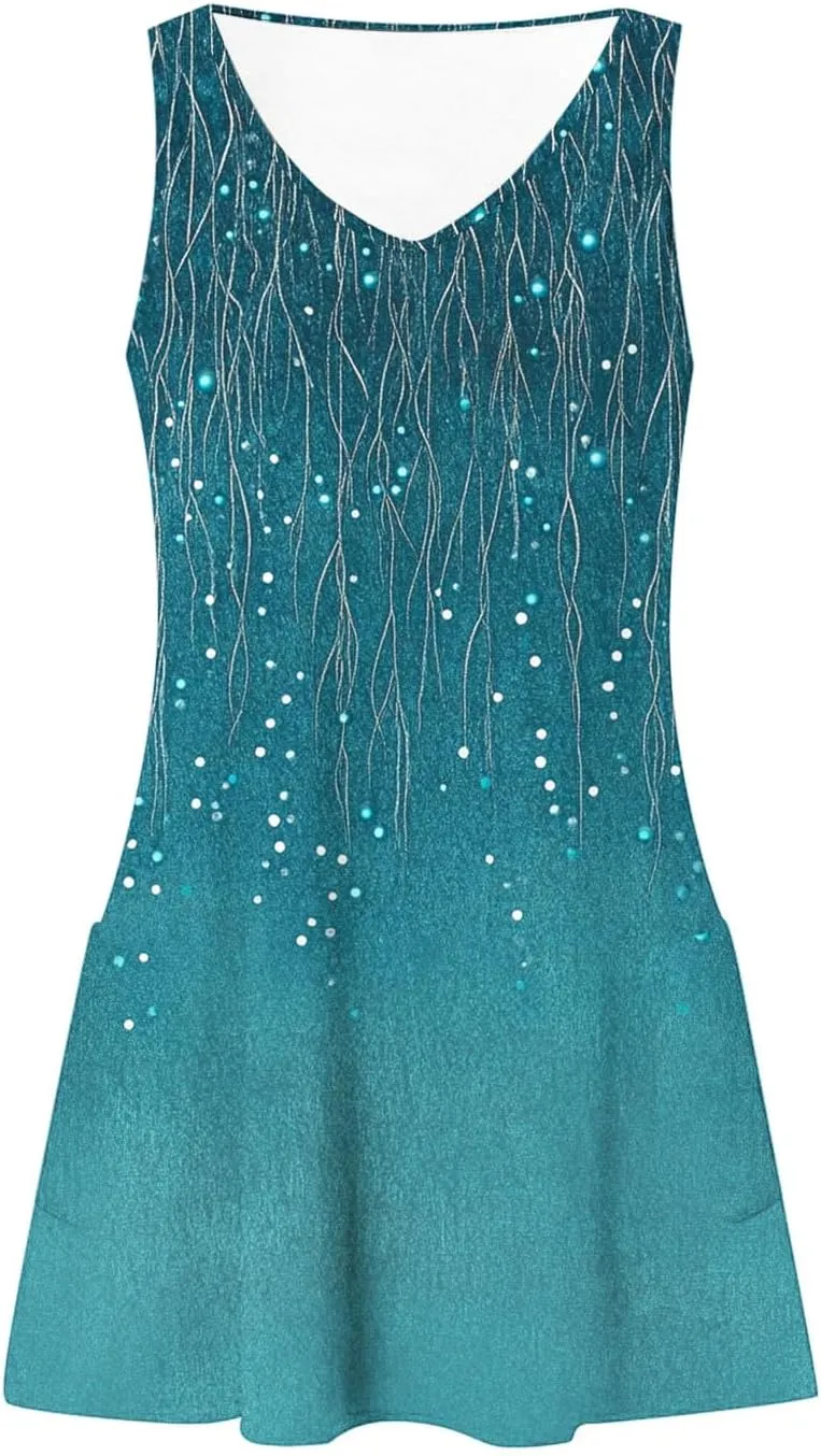 Women's Sleeveless V Neck Summer Dresses Casual Mini Tank Dress 2025 Fashion Floral Print Beach Sundress