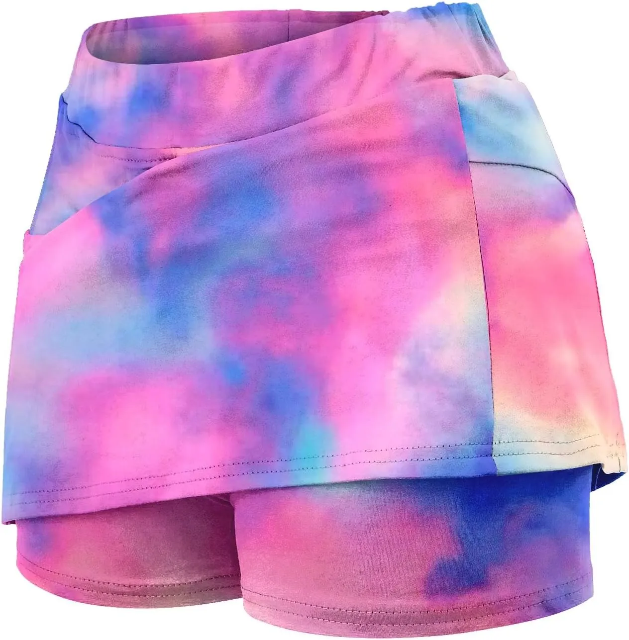 Womens Tennis Mini Skirts Plus Size Tie Dye Tummy Control Running Shorts Lounge Workout Sports Short Leggings Skorts Culottes