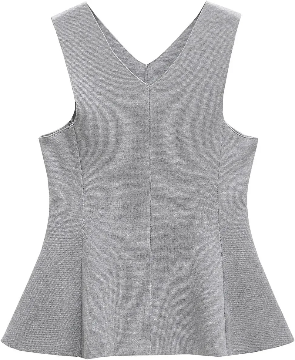 Women's Textured Ruffle Camisole V Neck Sleeveless Loose Hem Solid Color Casual Tops