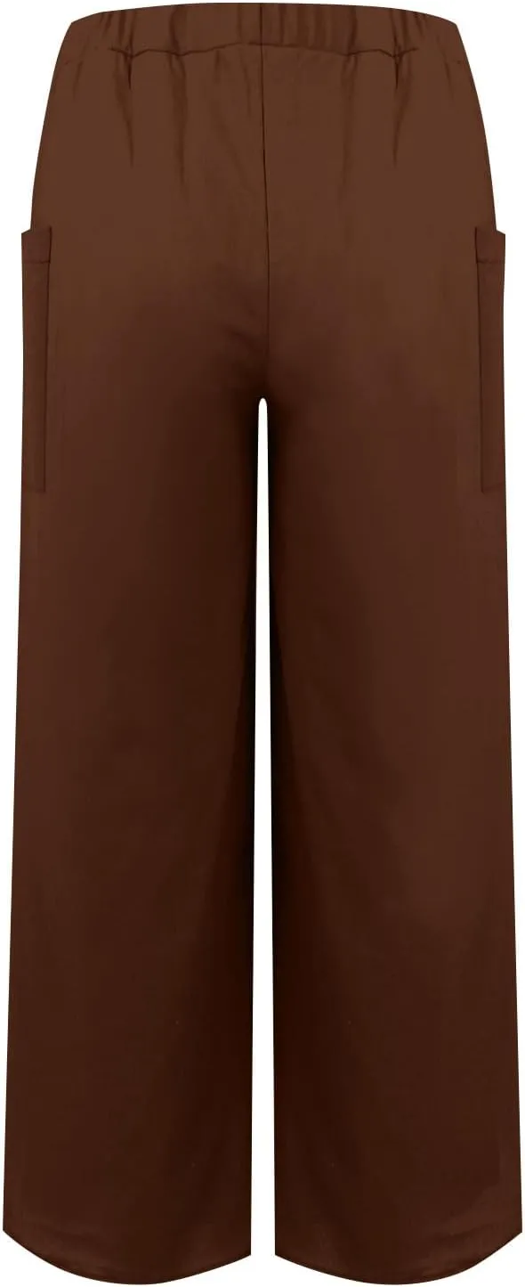 Womens Wide Leg Summer Pants Flowy Side Split Palazzo Beach Boho High Waisted Casual Lounge Trousers Plus Size